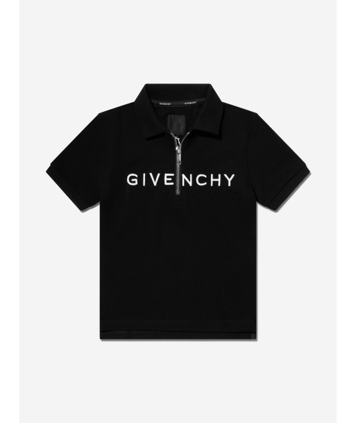 Givenchy Boys Half Zip Logo Polo Shirt in Black en ligne des produits 