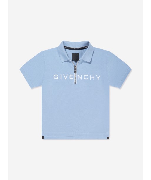 Givenchy Boys Half Zip Logo Polo Shirt in Blue sur le site 