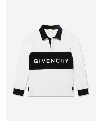 Givenchy Boys Long Sleeve Logo Polo Shirt in White la livraison gratuite