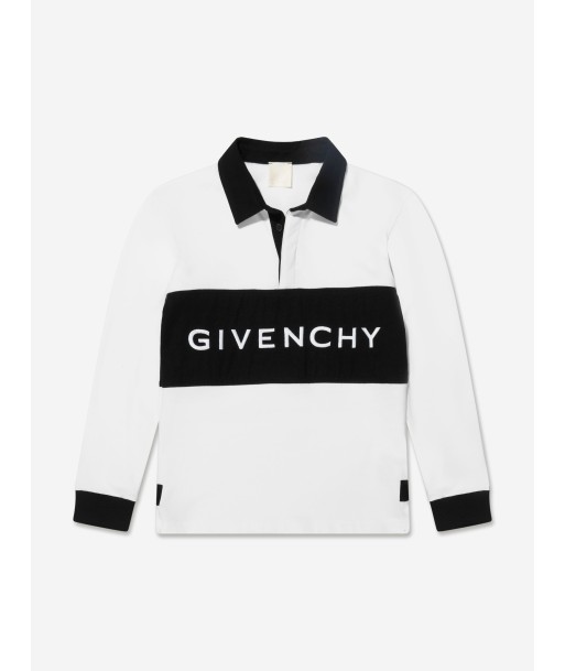 Givenchy Boys Long Sleeve Logo Polo Shirt in White la livraison gratuite