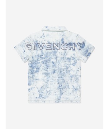 Givenchy Boys Denim Logo Cloud Effect Zip Up Shirt in Blue l'achat 