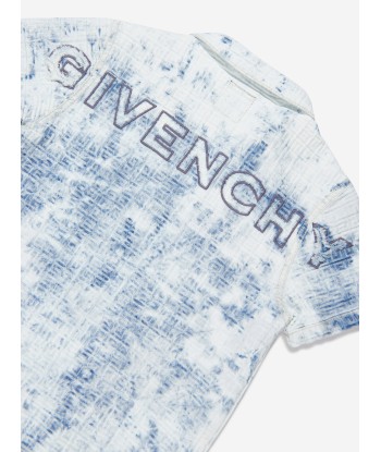 Givenchy Boys Denim Logo Cloud Effect Zip Up Shirt in Blue l'achat 