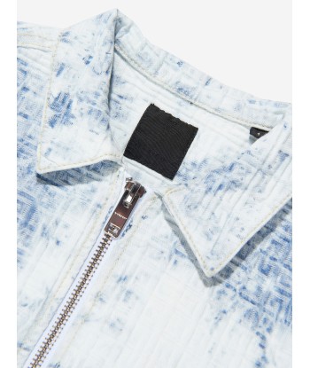 Givenchy Boys Denim Logo Cloud Effect Zip Up Shirt in Blue l'achat 