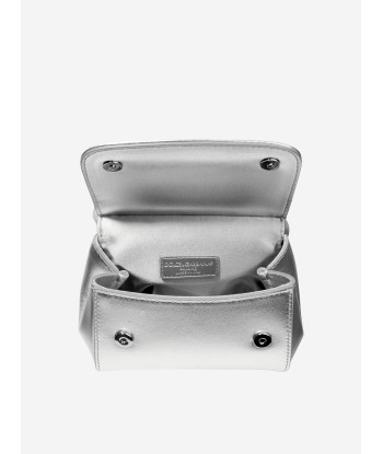 Dolce & Gabbana Girls Leather Logo Handbag in Silver Fin de série