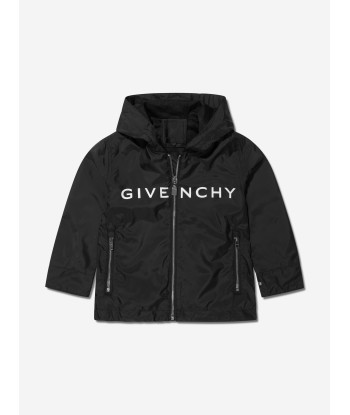 Givenchy Boys Logo Print Hooded Windbreaker in Black Comparez et commandez 