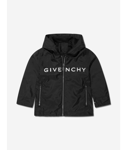 Givenchy Boys Logo Print Hooded Windbreaker in Black Comparez et commandez 