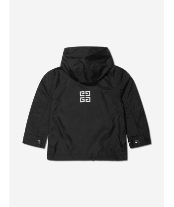 Givenchy Boys Logo Print Hooded Windbreaker in Black Comparez et commandez 