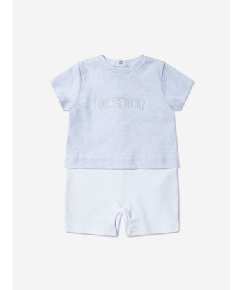 Givenchy Baby Boys Logo Romper in Blue hantent personnes