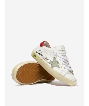 Golden Goose Kids Leather And Suede Superstar Vintage Trainers pas cheres