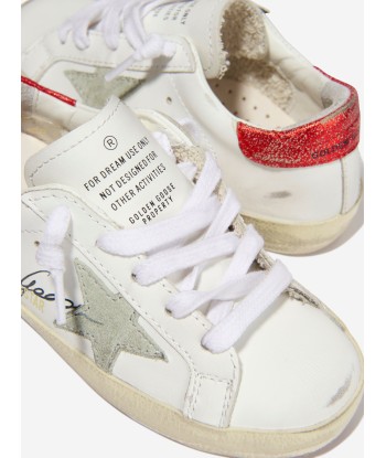 Golden Goose Kids Leather And Suede Superstar Vintage Trainers pas cheres