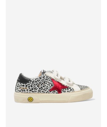 Golden Goose Kids May Leather Leopard Print Trainers les ctes