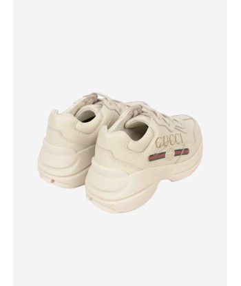 Gucci Kids Leather Rhyton Logo Trainers le des métaux précieux