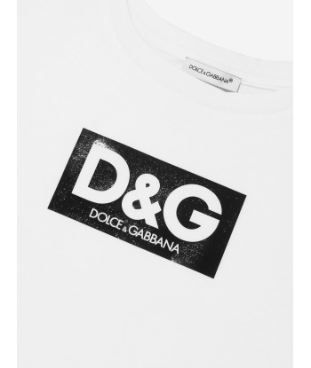 Dolce & Gabbana Boys Logo Print T-Shirt in White 50-70% off 