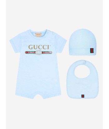 Gucci Baby Boys Romper Gift Set in Blue Paris Déstockage Promo