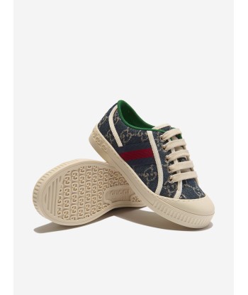 Gucci Unisex Denim Jacquard GG Tennis Trainers soldes