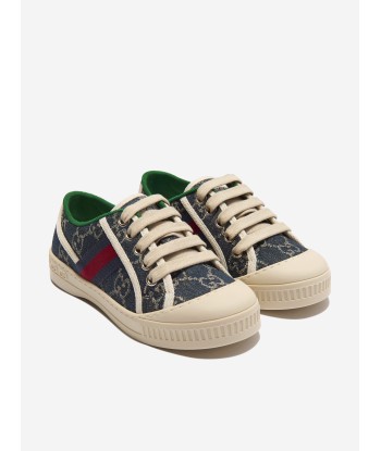 Gucci Unisex Denim Jacquard GG Tennis Trainers soldes