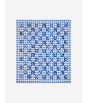 Gucci Baby GG Check Wool Blanket in Blue la livraison gratuite