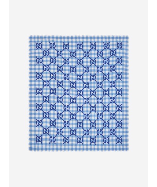 Gucci Baby GG Check Wool Blanket in Blue la livraison gratuite