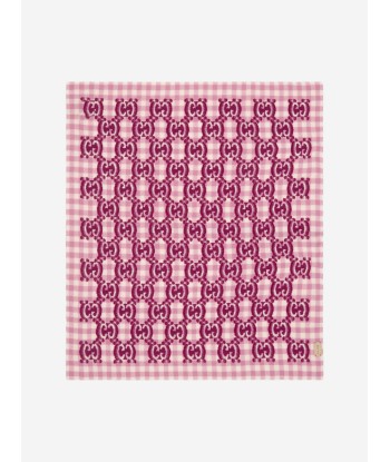 Gucci Baby Girls GG Check Wool Blanket in Pink Véritable concentré