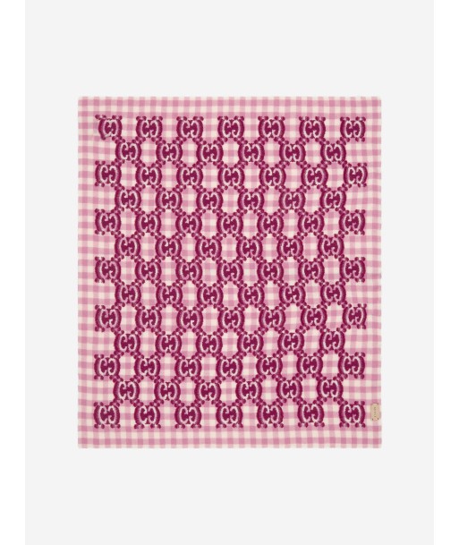 Gucci Baby Girls GG Check Wool Blanket in Pink Véritable concentré