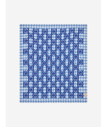 Gucci Baby GG Check Wool Blanket in Blue la livraison gratuite