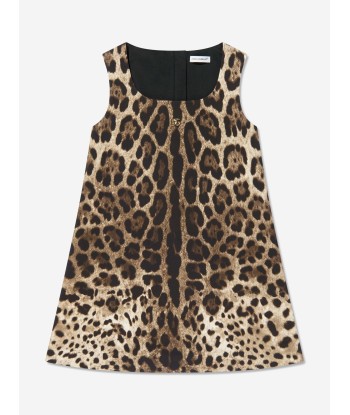 Dolce & Gabbana Girls Sleeveless Leopard Print Shift Dress in Beige en ligne des produits 