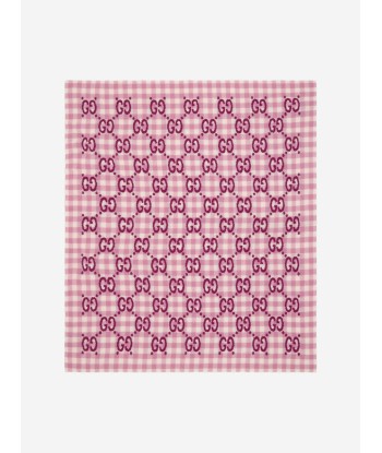 Gucci Baby Girls GG Check Wool Blanket in Pink Véritable concentré