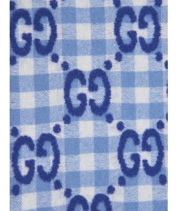 Gucci Baby GG Check Wool Blanket in Blue la livraison gratuite