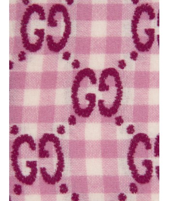 Gucci Baby Girls GG Check Wool Blanket in Pink Véritable concentré