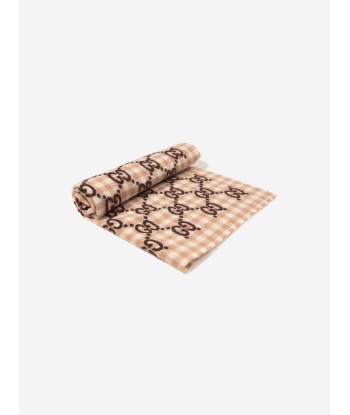 Gucci Baby GG Check Wool Blanket in Brown en ligne