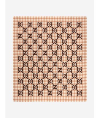 Gucci Baby GG Check Wool Blanket in Brown en ligne