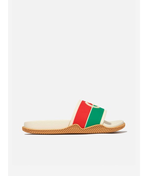 Gucci Kids Interlocking G Sliders in White Jusqu'à 80% De Réduction