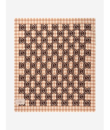 Gucci Baby GG Check Wool Blanket in Brown en ligne