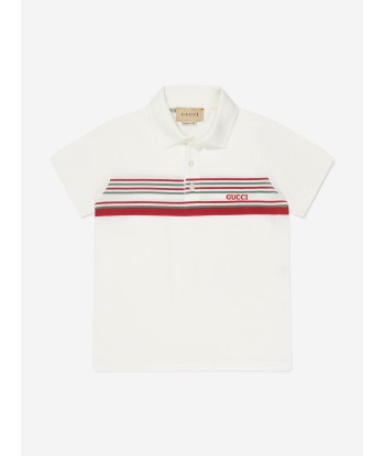 Gucci Boys Striped Logo Print Polo Shirt prix