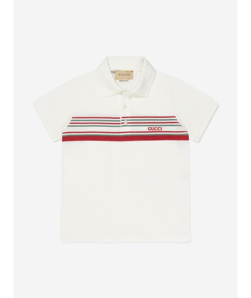 Gucci Boys Striped Logo Print Polo Shirt prix