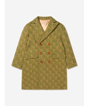 Gucci Boys Wool Blend Double GG Coat Jusqu'à 80% De Réduction