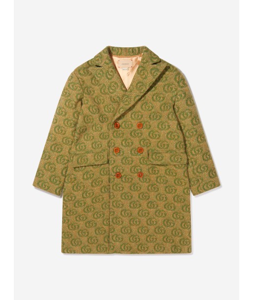 Gucci Boys Wool Blend Double GG Coat Jusqu'à 80% De Réduction