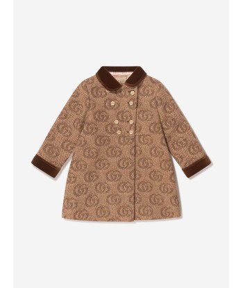 Gucci Baby Girls Wool Double GG Coat brillant des détails fins