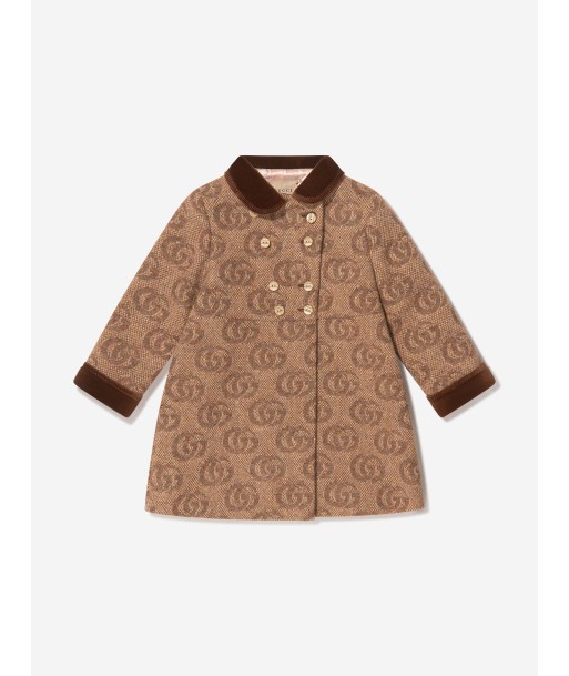 Gucci Baby Girls Wool Double GG Coat brillant des détails fins