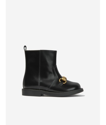 Gucci Girls Leather Horsebit Boots 2023