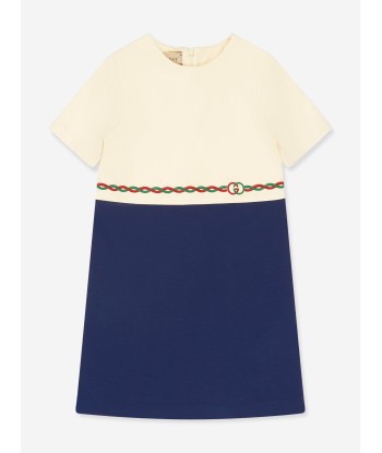 Gucci Girls Embroidered Logo Dress pas cheres