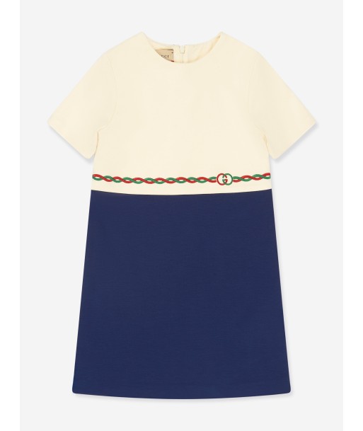 Gucci Girls Embroidered Logo Dress pas cheres