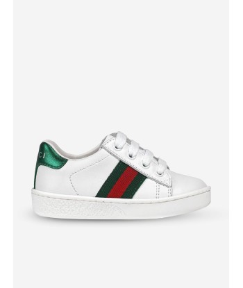 Gucci Kids Leather Ace Trainers in White votre restaurant rapide dans 