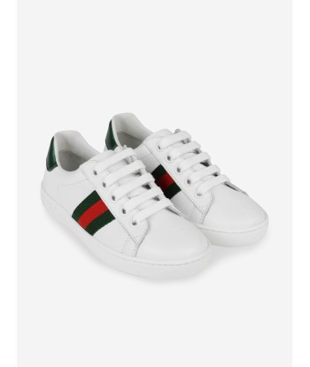 Gucci Kids Leather Ace Trainers in White votre restaurant rapide dans 