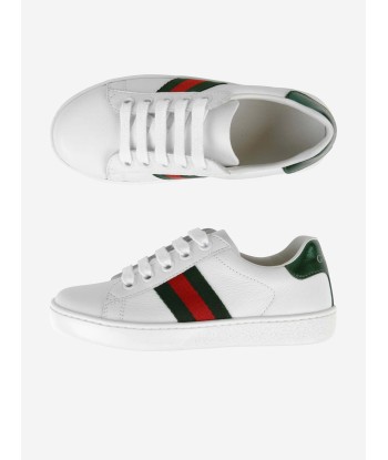 Gucci Kids Leather Ace Trainers in White votre restaurant rapide dans 