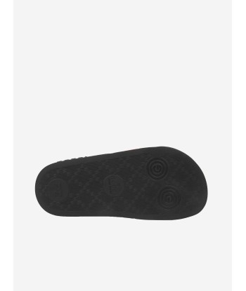 Gucci Kids Rubber Sliders With Web in Black 2023