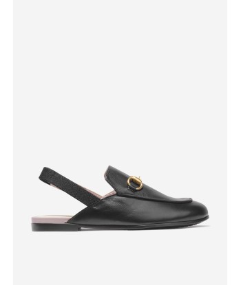 Gucci Kids Leather Princetown Loafer Slides in Black livraison gratuite