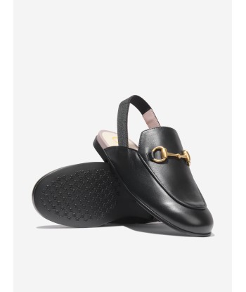 Gucci Kids Leather Princetown Loafer Slides in Black livraison gratuite