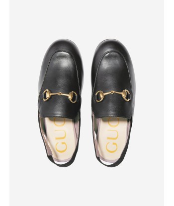 Gucci Kids Leather Princetown Loafer Slides in Black livraison gratuite