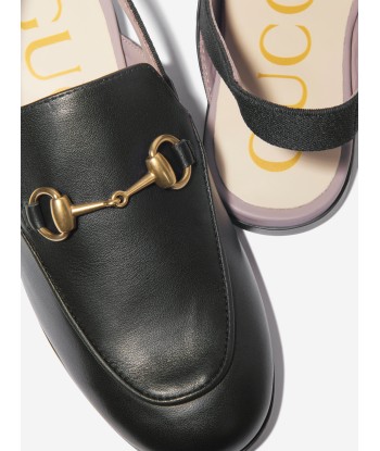 Gucci Kids Leather Princetown Loafer Slides in Black livraison gratuite